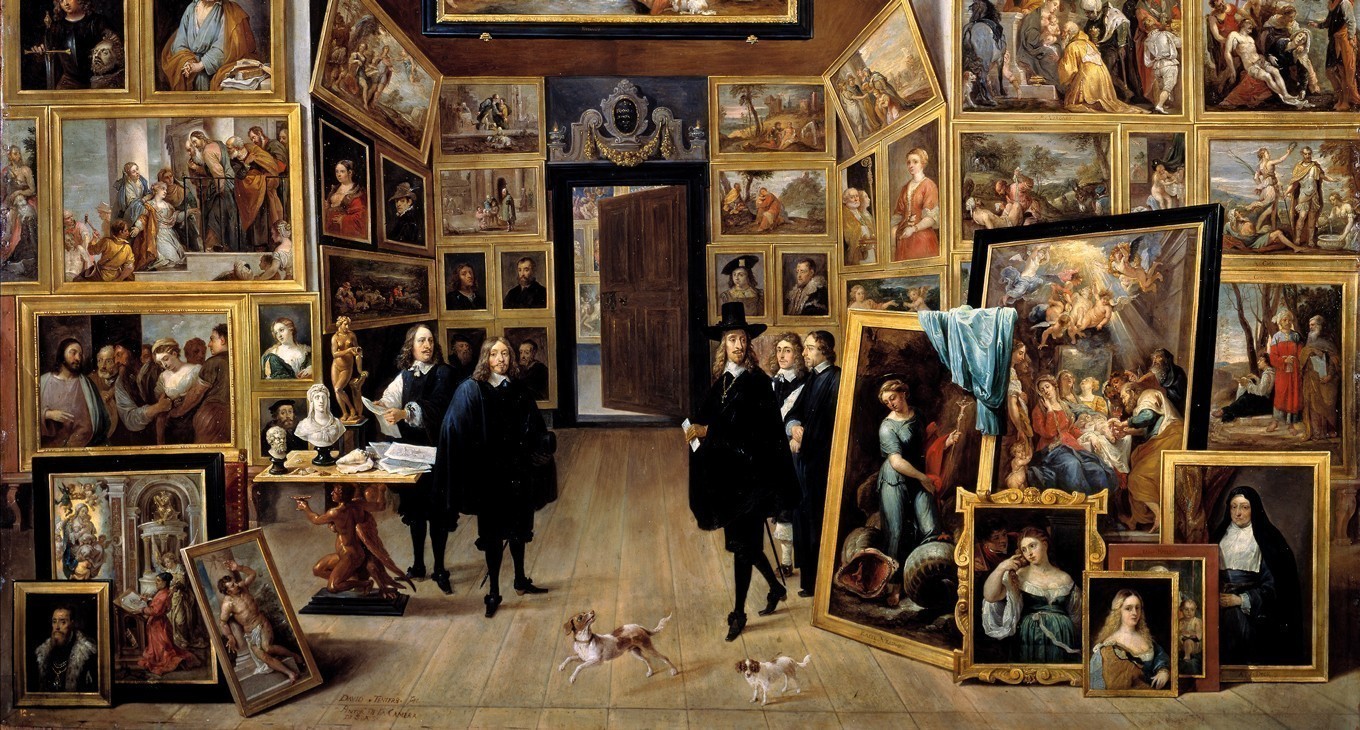 El archiduque Leopoldo Guillermo en su galería de pinturas en Bruselas. David Teniers El Joven